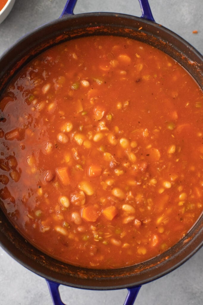 15 bean soup in a large pot fully cooked