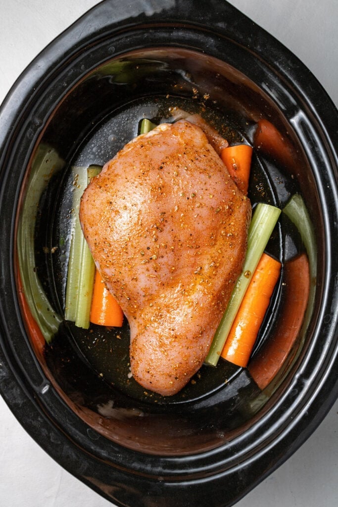 Ingredients for Slow Cooker Turkey Breast in a crockpot