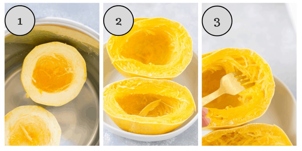 Step by step instructions showing how to cook spaghetti squash.