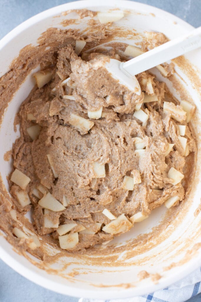 Healthy Apple Muffin batter in a white bowl