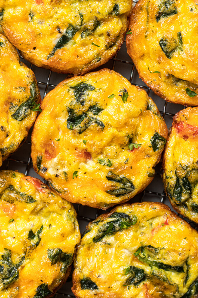 A lot of egg muffin cups close together 