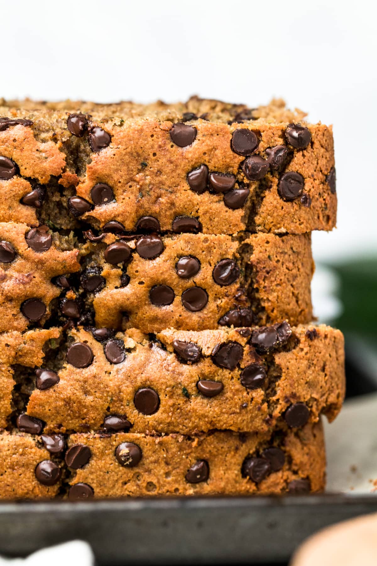 Gluten Free Zucchini Bread sliced and stacked on top of one another