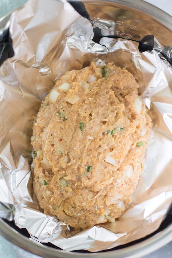 bbq turkey meatloaf before being cooked in the instant pot