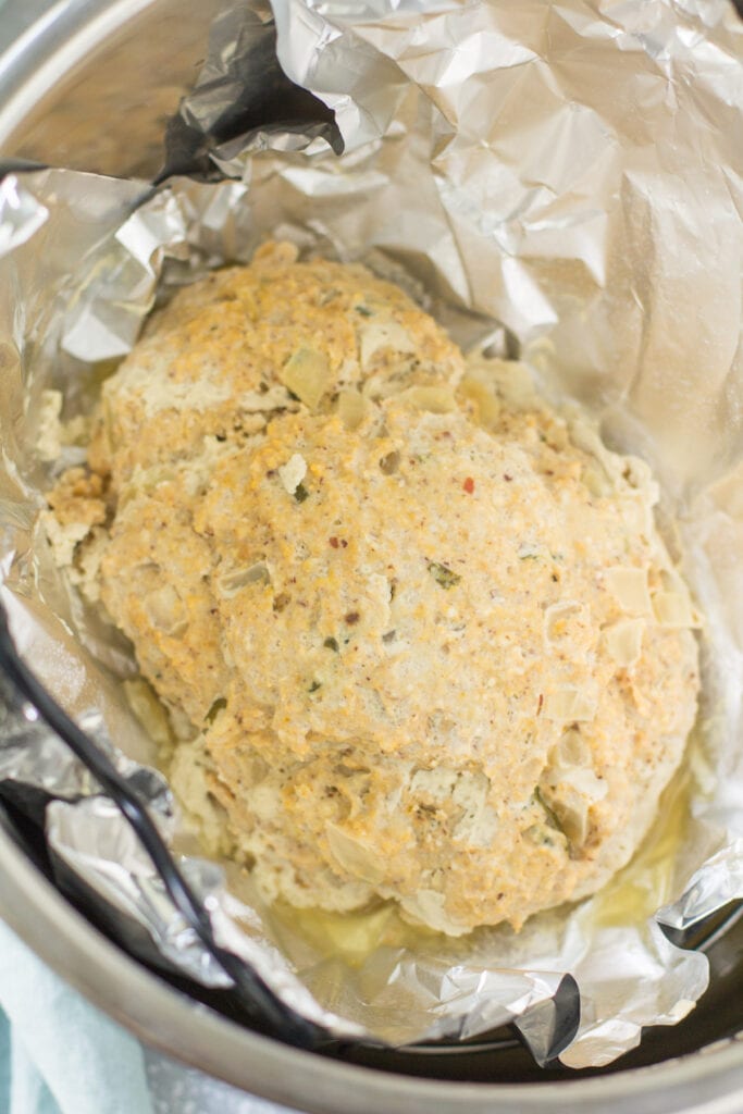 bbq chicken meatloaf in foil after it has been cooked
