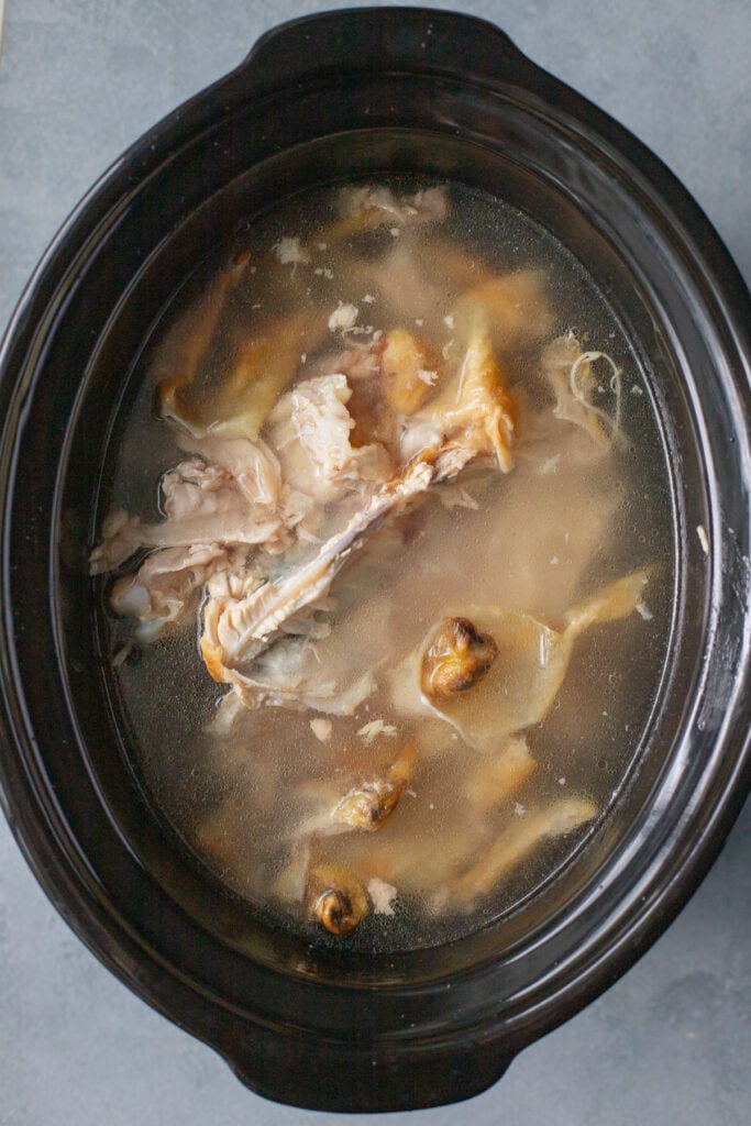 crockpot bone broth before being cooked