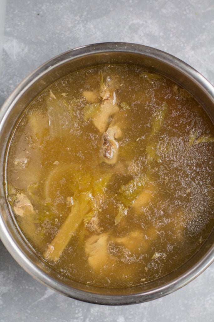 bone broth in an instant pot after it has been cooked