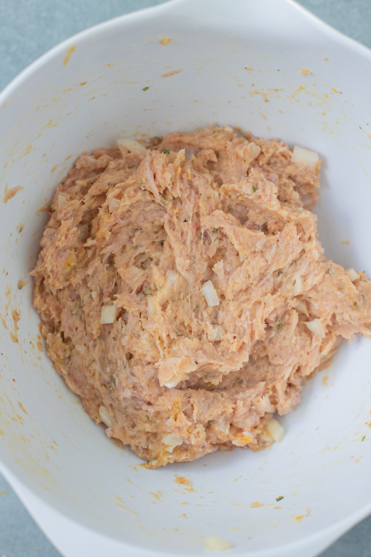 A bowl of meatball mixture for Italian wedding soup