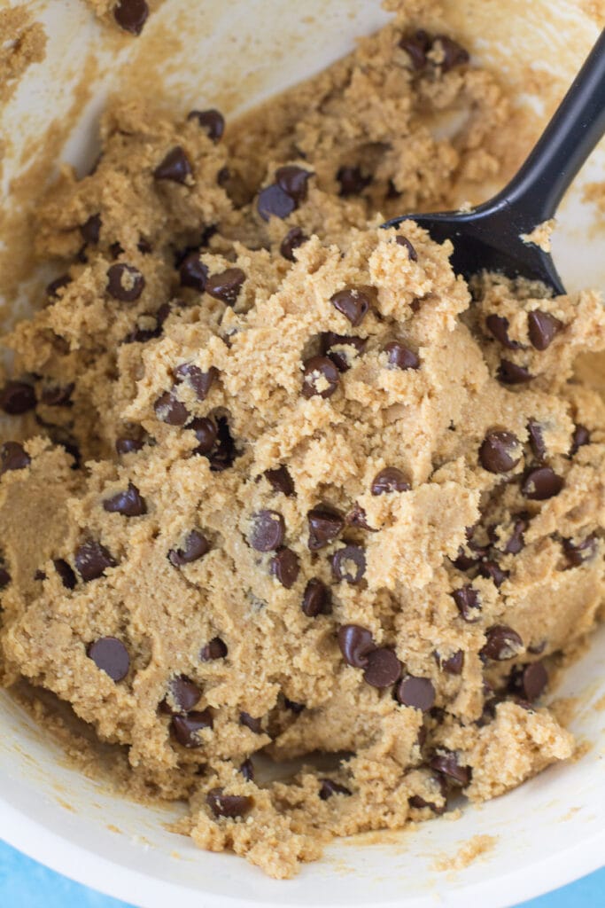 batter for protein cookies being mixed together