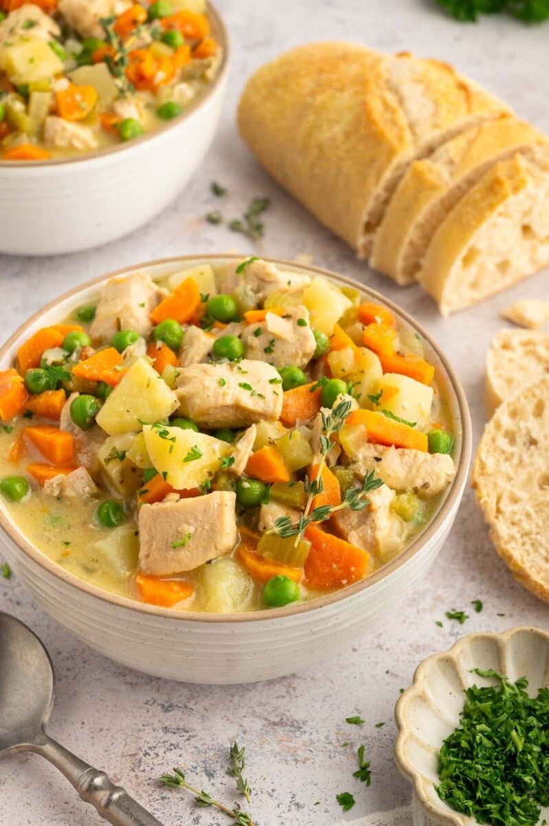 a big bowl of chicken stew