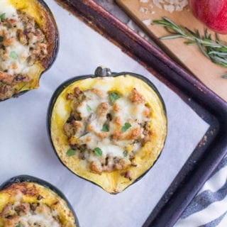 Turkey Mushroom Apple Stuffed Acorn Squash