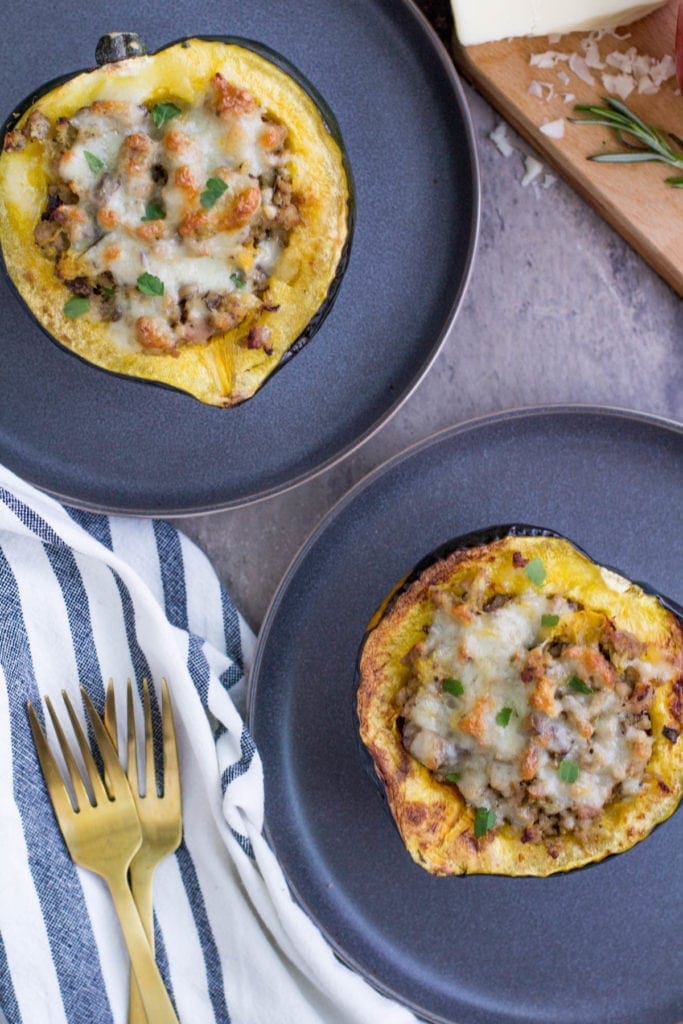 Turkey Mushroom Apple Stuffed Acorn Squash